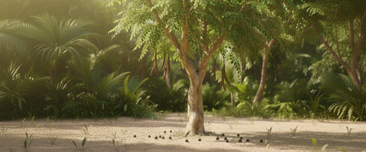 Листя дерева морінга під тропічним сонцем – природне вирощування морінги