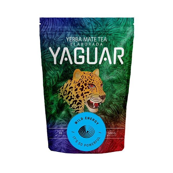 Міцна аргентинська йерба-мате «Yaguar Wild Energy» у упаковці типу «дойпак».
