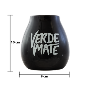 Керамічний калабас для мате з логотипом Verde Mate (чорний) 350 мл