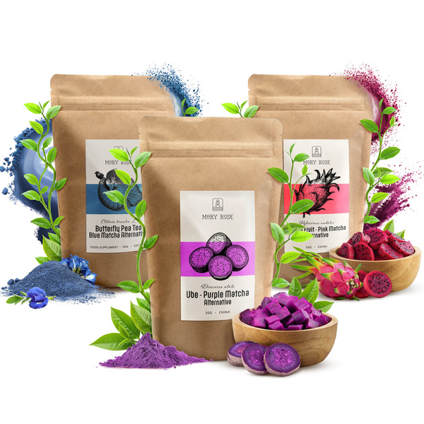 Набір кольорових матча: Blue Matcha + Pink Matcha + Purple Matcha