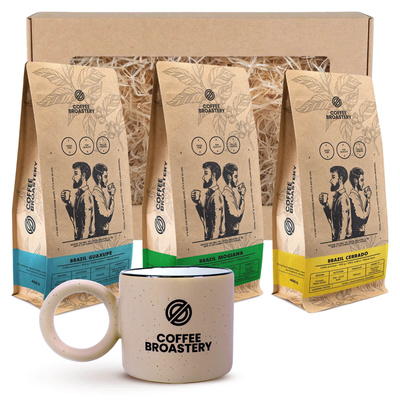 Подарунковий набір Bro Coffee Roastery: 3× бразильська кава + горнятко