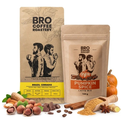 Набір для Pumpkin Spice Latte: кава Bro Coffee Roastery Brazil Cerrado 1кг + Pumpkin Spice Latte Mix 100г