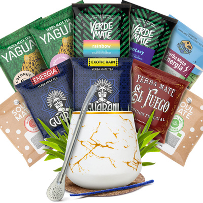 Набір Yerba Mate: зразки 10x50г Калабаш + Bombilla