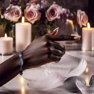 Браслет Mala з родонітом та раухтопазом