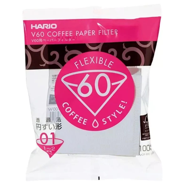 Паперові фільтри для крапельниці Hario V60-01 (100 шт.)