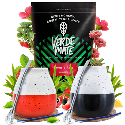 Набір Єрба Мате для пари Verde Mate 400г 0,4кг 2x Калабаш + 2x Бомбілла