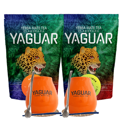 Набор Startowy dla dwojga Йерба Мате Yaguar Naranja 500 г + Yaguar Menta Limon 500 г