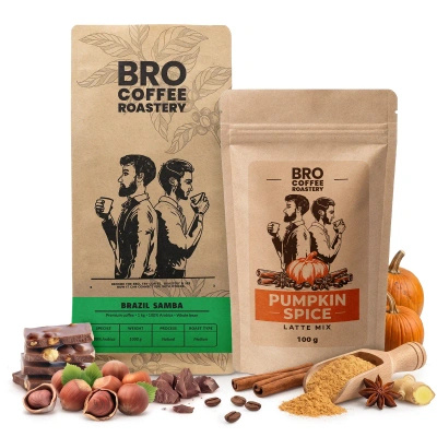 Набір для Pumpkin Spice Latte: кава Bro Coffee Roastery Brazil Samba 1кг + Pumpkin Spice Latte Mix 100г