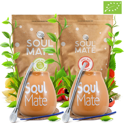 Набір Єрба Мате для двох: Soul Mate 2x500г + 2x Калабаш + 2x Бомбілла