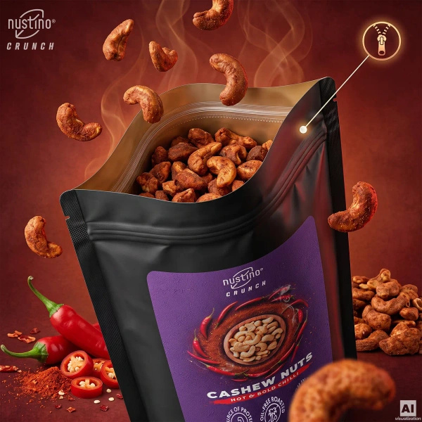 Nustino Crunch – смажені горіхи кеш'ю – Hot & Bold Chilli 100 г