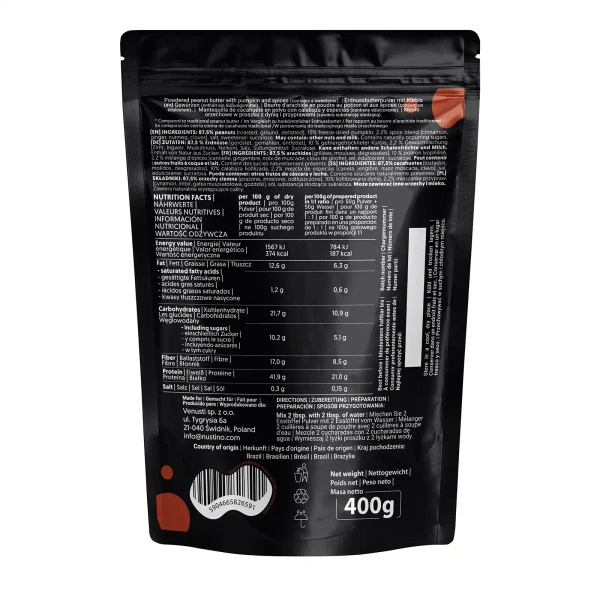 Nustino – Арахісове масло в порошку – Pumpkin Spice (без додавання цукру) 400 г