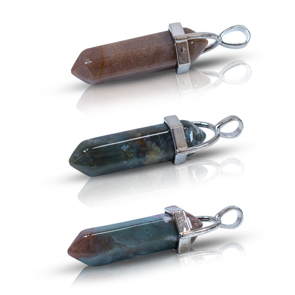 Підвіска з індійським агатом у мішечку + ланцюжок