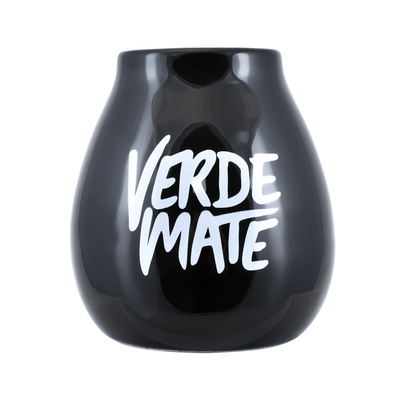 Керамічний калабас для мате з логотипом Verde Mate (чорний) 350 мл
