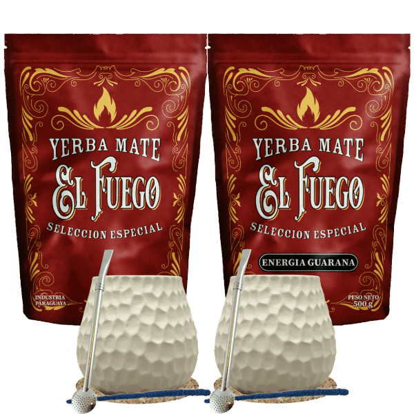 Стартовий набір для двох Yerba Mate El Fuego 2×500 г + 2× Калабаса + 2× Бомбілья