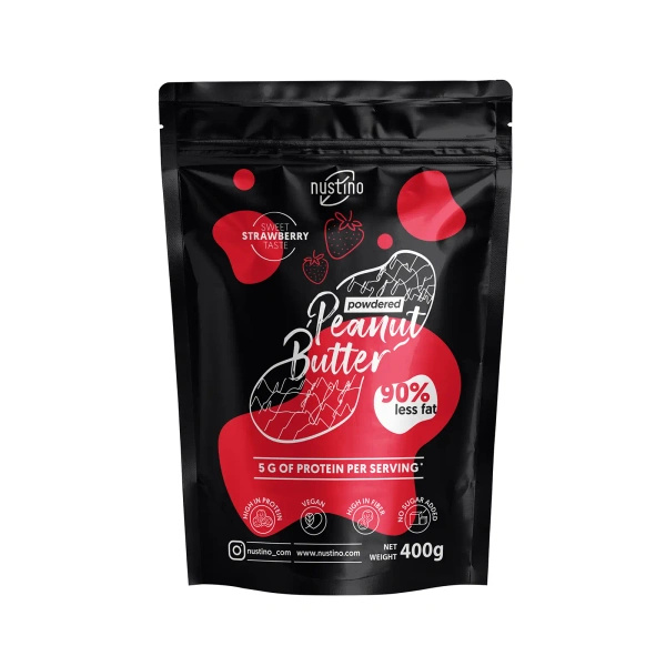 Nustino – Арахісове масло в порошку – Strawberry (без додавання цукру) 400 г