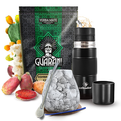 Набір Єрба-Мате Guarani Ashwagandha 500г 0,5кг Yerbomos + Калабаш + Бомбілла