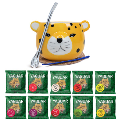 Набір Єрба Мате: зразки Yaguar 10x50г + Калабаш + Бомбілла