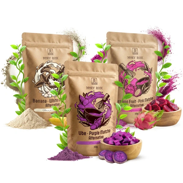 Набір кольорових матча: Purple Matcha + White Matcha + Pink Matcha