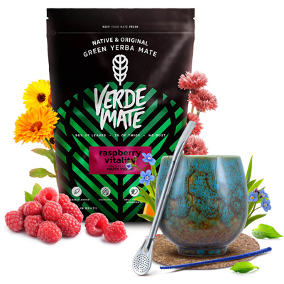 Набір Йерба Мате Verde Mate Raspberry 500г Калабаш + Бомбілія