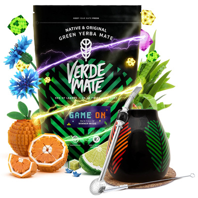 Набір Єрба Мате Verde Mate Game On 400г 0,4кг Калабаш + Бомбілла