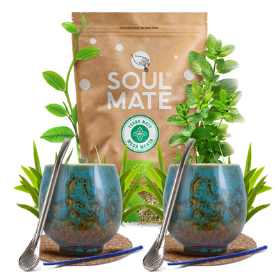 Набір Єрба Мате Soul Mate 500г 0,5кг 2x Калабаш + 2x Бомбілла
