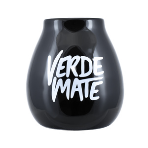 Керамічний калабас для мате з логотипом Verde Mate (чорний) 350 мл