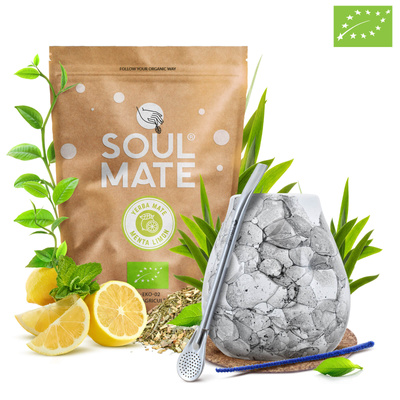 Набір Єрба-Мате Soul Mate Organica Menta Limon 500г 0,5кг Калабаш + Бомбілла