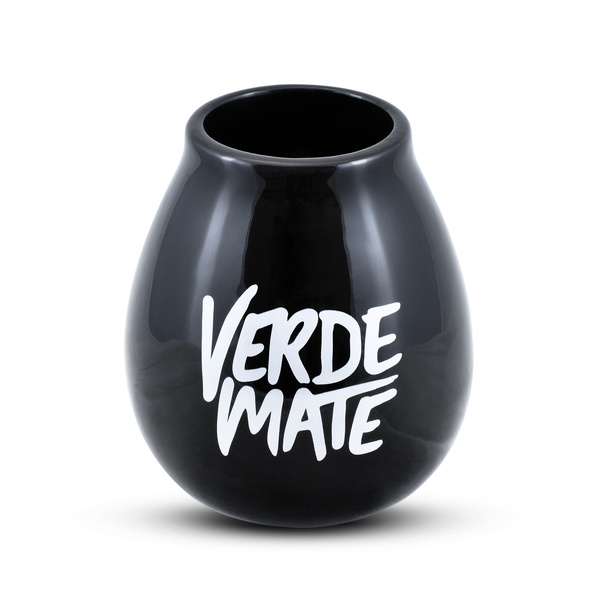 Керамічний калабас для мате з логотипом Verde Mate (чорний) 350 мл