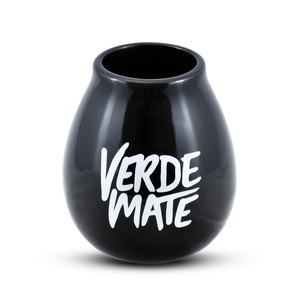 Керамічний калабас для мате з логотипом Verde Mate (чорний) 350 мл