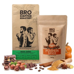 Набір для Pumpkin Spice Latte: кава Bro Coffee Roastery Brazil Samba 1кг + Pumpkin Spice Latte Mix 100г