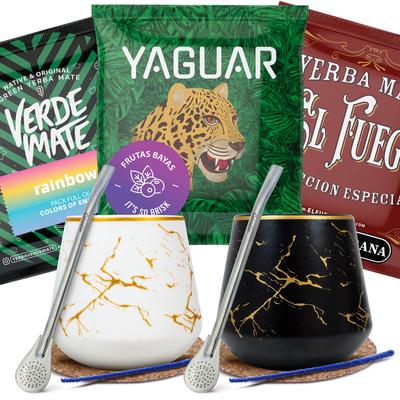 Набір Yerba Mate для двох: зразки 3×50г 2x Калабаш + 2x Bombilla