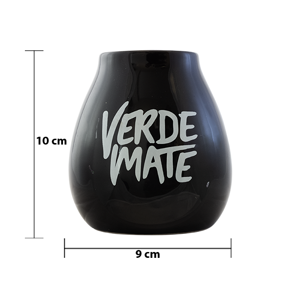 Керамічний калабас для мате з логотипом Verde Mate (чорний) 350 мл