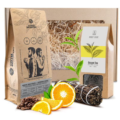 Подарунковий набір Кавові Зерна Coffee Broastery + Чай + Чорний Шавлія Пахощі