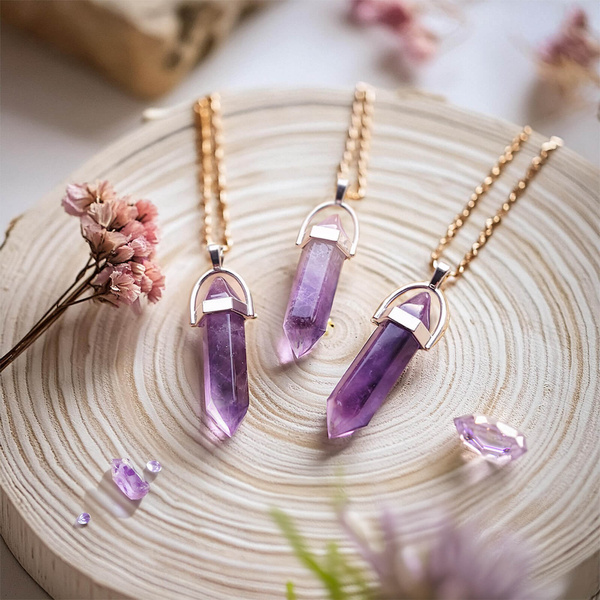 Підвіска з аметистом у мішечку + ланцюжок