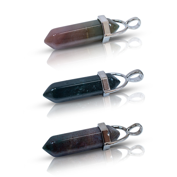 Підвіска з індійським агатом у мішечку + ланцюжок