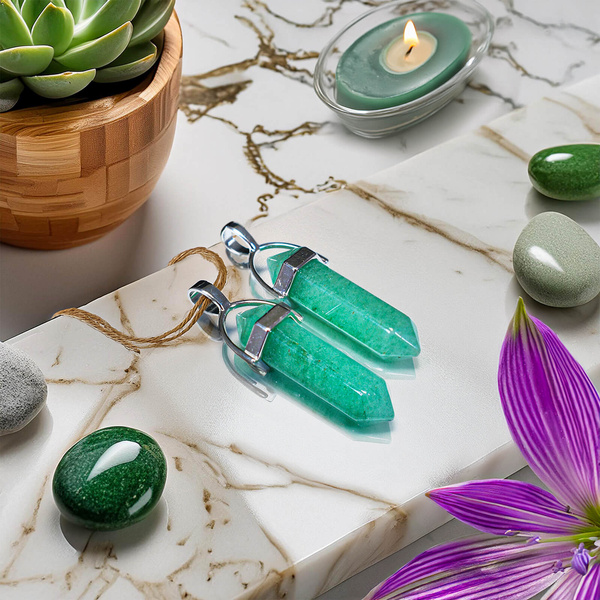 Підвіска з авантюрином у мішечку + ланцюжок