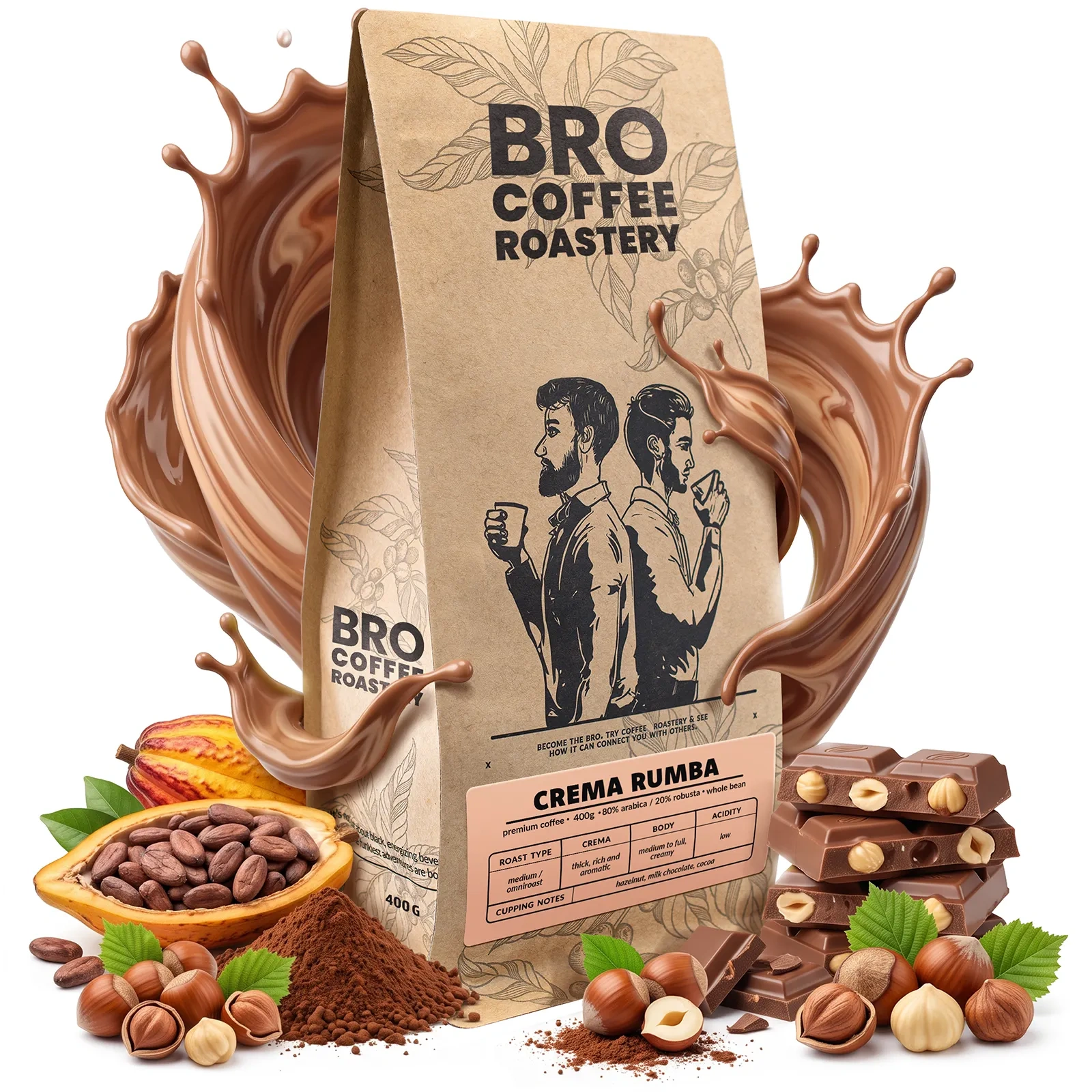 Bro Coffee Roastery Crema Rumba – кавові зерна 80% арабіка 20% робуста