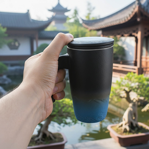 Керамічна чашка з кришкою та заварником Mystea 300 мл