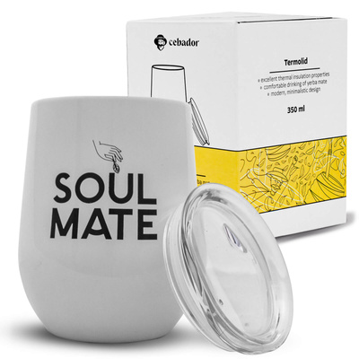 TermoLid – термокухоль для йерба мате з кришкою – Soul Mate (білий) – 350 мл