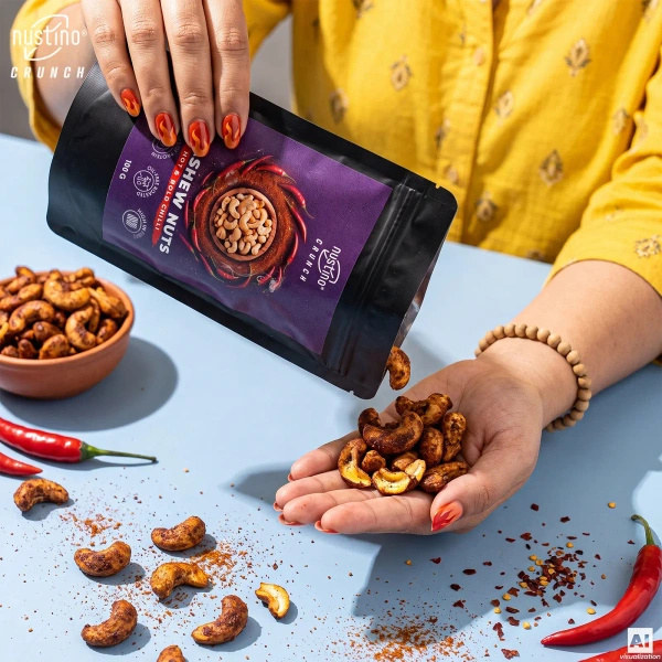 Nustino Crunch – смажені горіхи кеш'ю – Hot & Bold Chilli 100 г