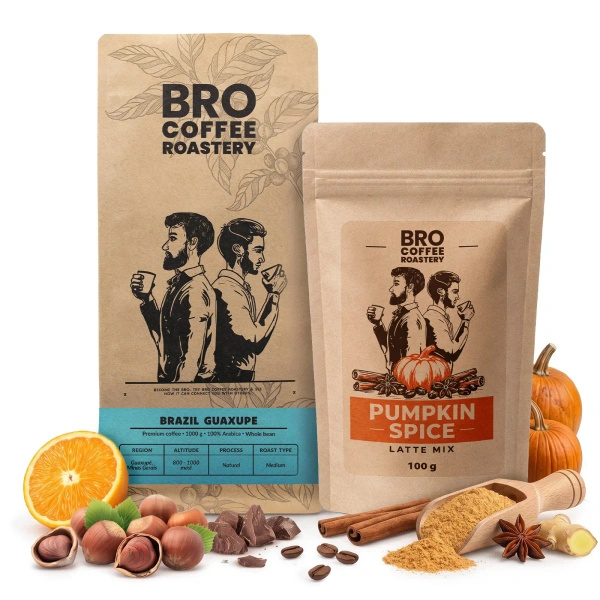 Набір для Pumpkin Spice Latte: кава Bro Coffee Roastery Brazil Guaxupe 1кг + Pumpkin Spice Latte Mix 100г