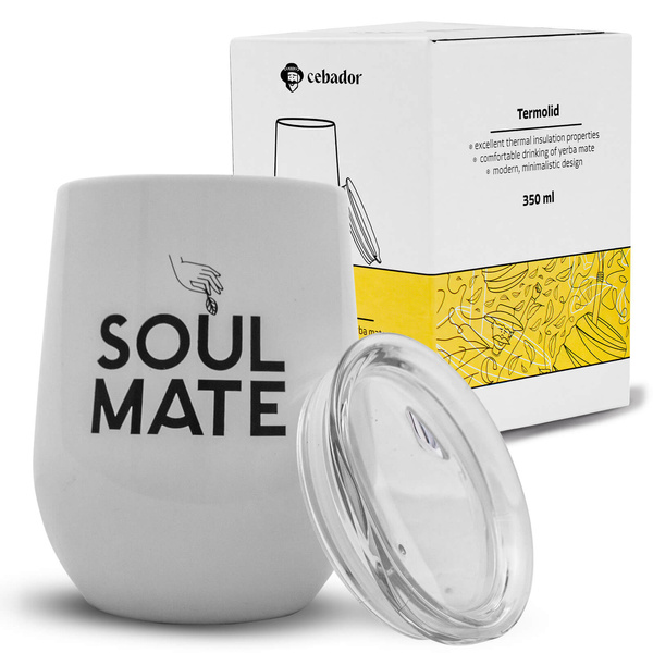 TermoLid – термокухоль для йерба мате з кришкою – Soul Mate (білий) – 350 мл