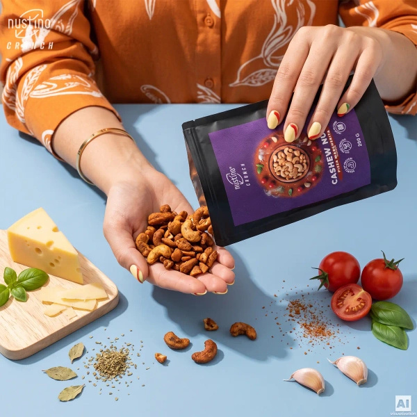 Nustino Crunch – смажені горіхи кеш'ю – Pizza Margherita Flavour 200 г