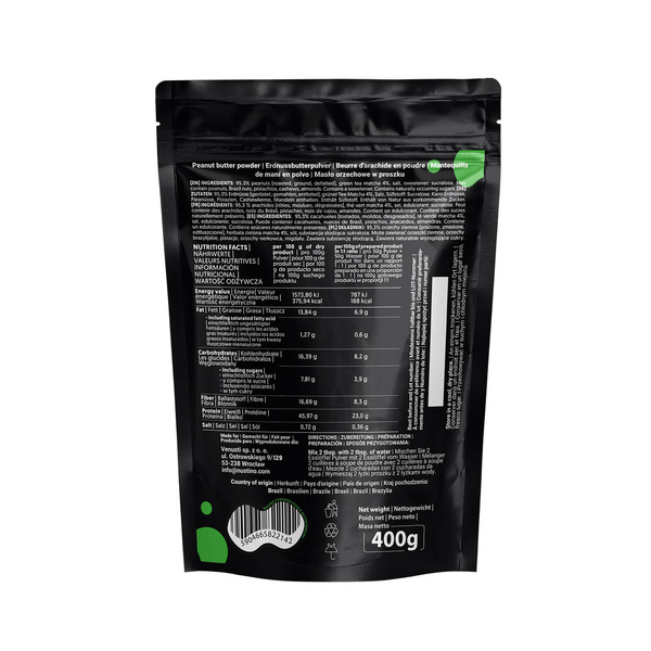 Nustino – Арахісове масло в порошку – Matcha (без додавання цукру) 400 г