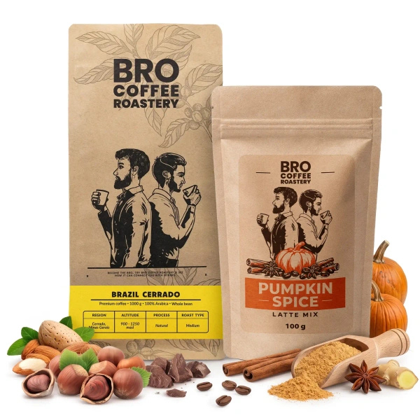 Набір для Pumpkin Spice Latte: кава Bro Coffee Roastery Brazil Cerrado 1кг + Pumpkin Spice Latte Mix 100г
