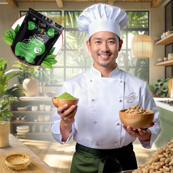 Набір арахісової пасти в порошку Nustino: Raspberry + Salted Caramel + Matcha 3x400г