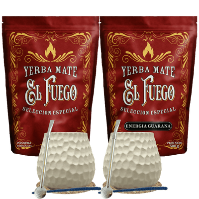 Стартовий набір для двох Yerba Mate El Fuego 2×500 г + 2× Калабаса + 2× Бомбілья